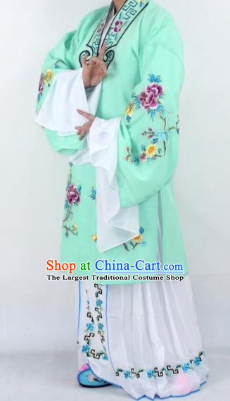 Chinese Traditional Peking Opera Actress Costumes Ancient Nobility Lady Light Green Cloak for Women