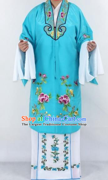 Chinese Traditional Peking Opera Actress Costumes Ancient Nobility Lady Sky Blue Cloak for Women