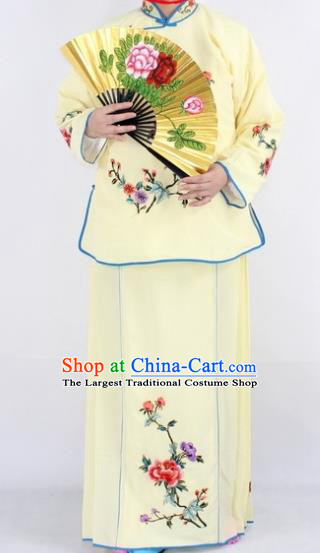 Chinese Traditional Peking Opera Young Lady Costumes Ancient Maidservants Yellow Dress for Women