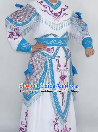 Chinese Traditional Peking Opera White Costumes Ancient Female General Clothing for Women