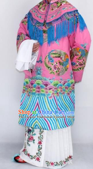 Chinese Traditional Peking Opera Empress Costumes Ancient Queen Pink Embroidered Robe for Women