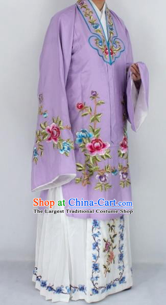 Chinese Traditional Peking Opera Nobility Lady Purple Costumes Ancient Princess Embroidered Cloak for Women