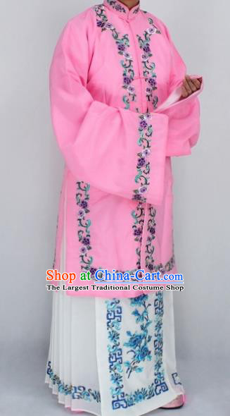 Chinese Traditional Peking Opera Nobility Lady Costumes Ancient Embroidered Pink Dress for Women