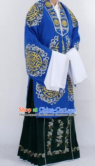 Chinese Traditional Peking Opera Pantaloon Costumes Ancient Landlord Shiva Blue Cloak for Women