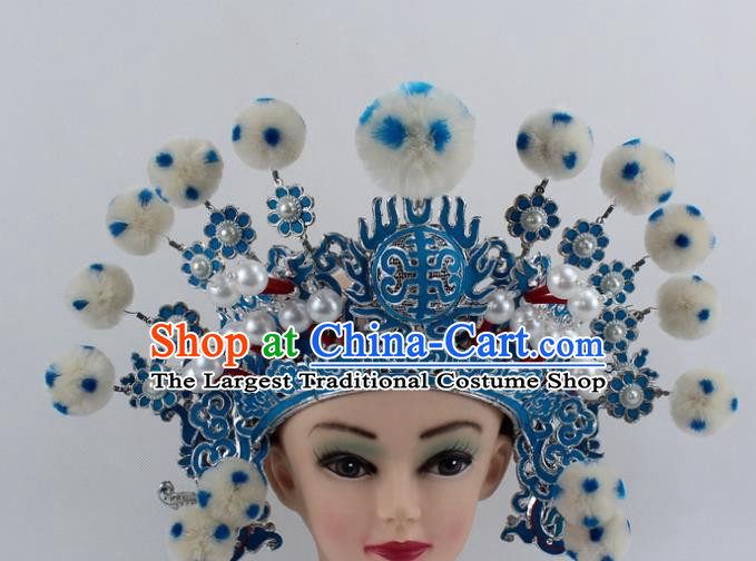 Chinese Traditional Peking Opera Takefu White Venonat Helmet Ancient Warriors Hat for Men