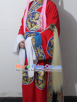 Chinese Traditional Peking Opera Court Eunuch Red Embroidered Robe Ancient Costumes for Men