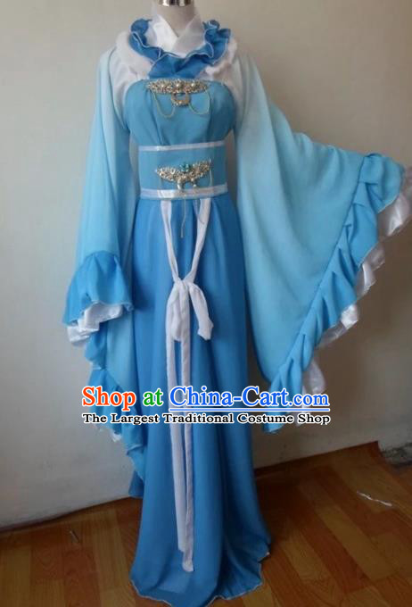 Traditional Chinese Han Dynasty Classical Dance Costumes Ancient Princess Blue Hanfu Dress for Women