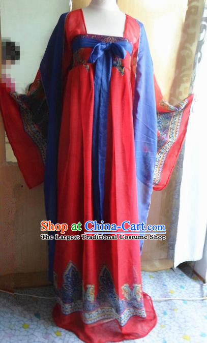 Traditional Chinese Tang Dynasty Classical Dance Costumes Ancient Princess Red Hanfu Dress for Women
