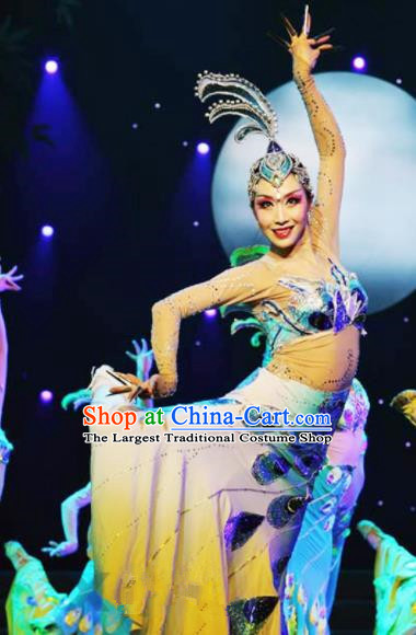 Chinese Traditional Dai Ethnic Costumes Dai Minority Nationality Peacock Dance Clothing for Women
