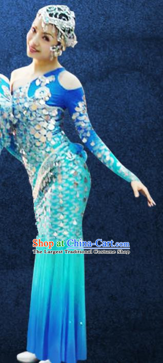 Chinese Traditional Dai Ethnic Costumes Stage Performance Minority Nationality Peacock Dance Dress for Women