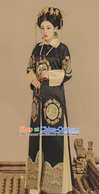 Traditional Chinese Ancient Qing Dynasty Manchu Empress Embroidered Costumes for Women