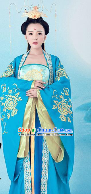 Traditional Chinese Ancient Tang Dynasty Queen Costumes and Headpiece Complete Set for Women