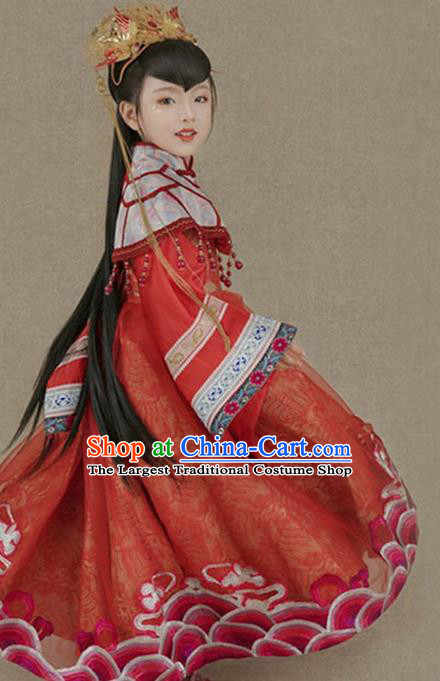 Chinese Ancient Palace Lady Hanfu Han Dynasty Imperial Concubine Queen Embroidered Historical Costumes