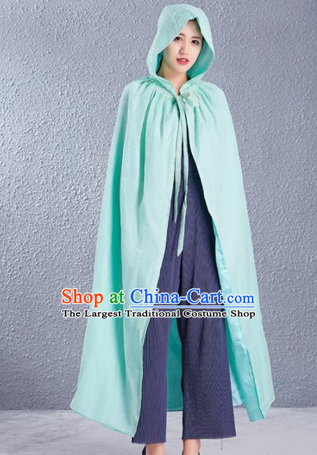 Traditional Chinese Ancient Costumes Hanfu Green Cloak for Women