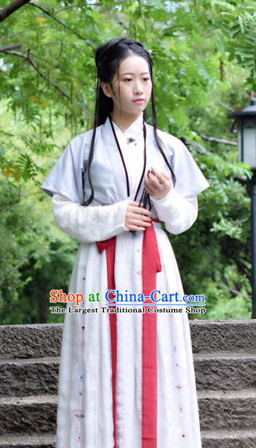Chinese Song Dynasty Embroidered Costumes Ancient Swordswoman Hanfu Dress for Women