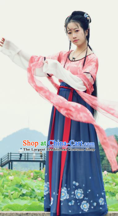 Chinese Tang Dynasty Costumes Ancient Court Maid Hanfu Dress for Women