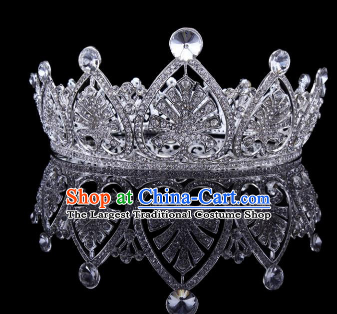 Top Grade Baroque Style Crystal Royal Crown Bride Retro Wedding Hair Accessories for Women