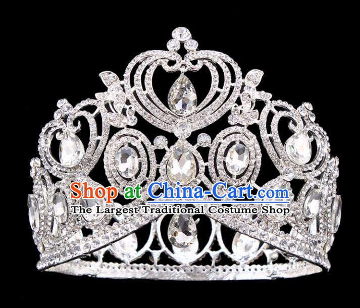 Top Grade Handmade Wedding Crystal Royal Crown Baroque Retro Hair Accessories for Women