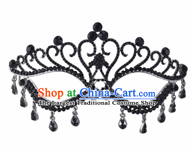 Handmade Halloween Accessories Face Mask Venice Fancy Ball Crystal Tassel Black Masks for Women