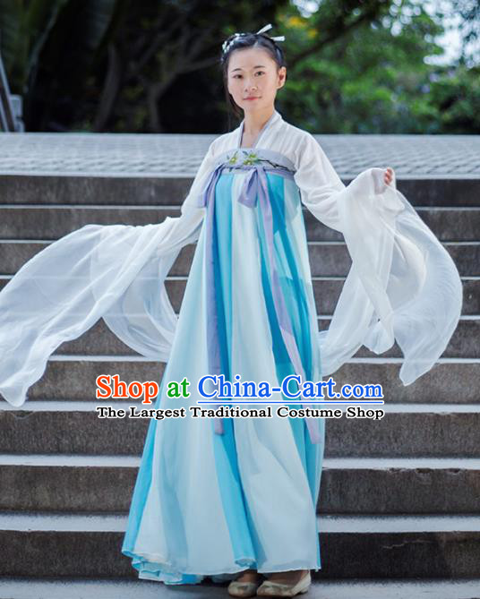 Traditional Chinese Ancient Tang Dynasty Court Maid Costume Embroidered Hanfu Dress for Rich Women