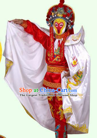 Chinese Traditional Beijing Opera Costumes Sichuan Opera Changing Faces Embroidered White Cloak for Men
