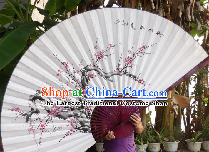 Chinese Traditional Paper Fans Decoration Crafts Hand Painting Plum Blossom Red Frame Folding Fans