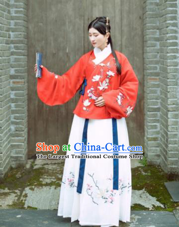 Traditional Chinese Ming Dynasty Nobility Lady Costumes Ancient Embroidered Hanfu Dress for Women