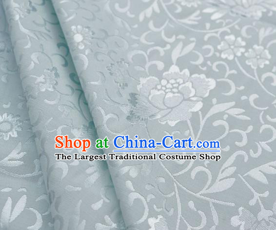 Asian Chinese Traditional Fabric Peony Pattern Design White Brocade Fabric Chinese Costume Silk Fabric Material