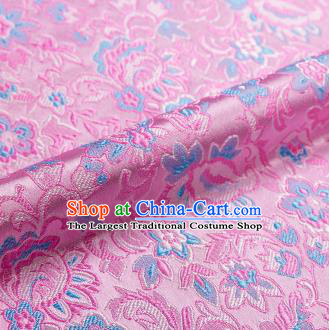 Asian Chinese Pink Brocade Fabric Traditional Flowers Pattern Design Satin Pillow Silk Fabric Material