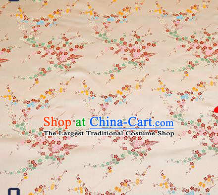 Chinese Traditional Light Golden Brocade Fabric Asian Plum Blossom Pattern Design Satin Tang Suit Silk Fabric Material
