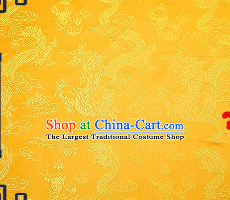 Chinese Traditional Yellow Brocade Fabric Asian Dragons Pattern Design Satin Tang Suit Silk Fabric Material