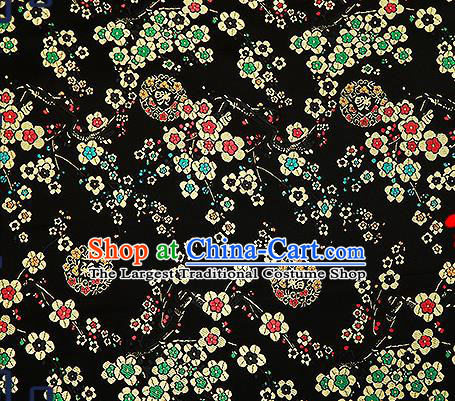 Chinese Traditional Black Brocade Fabric Classical Plum Blossom Pattern Design Satin Tang Suit Silk Fabric Material