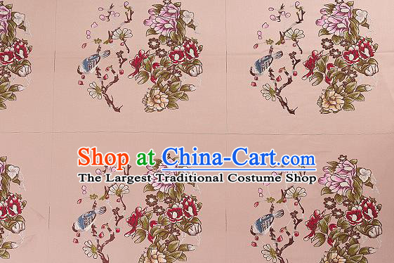 Chinese Traditional Khaki Brocade Fabric Asian Embroidery Pattern Design Satin Cushion Silk Fabric Material