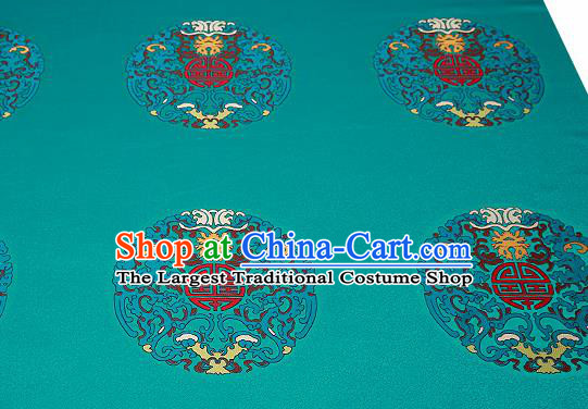 Traditional Chinese Green Brocade Drapery Classical Kui Dragon Pattern Design Satin Table Flag Silk Fabric Material