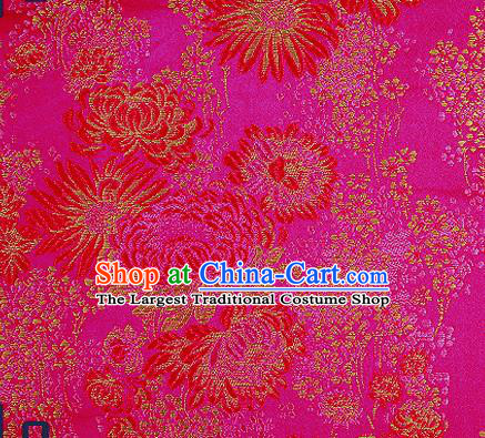 Traditional Chinese Rosy Brocade Drapery Classical Fireworks Pattern Design Satin Table Flag Silk Fabric Material