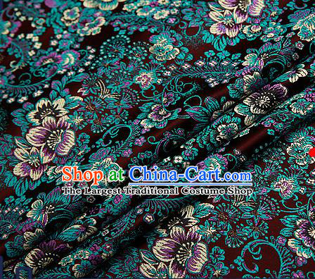 Chinese Traditional Deep Amaranth Brocade Drapery Classical Peony Pattern Design Satin Tang Suit Qipao Silk Fabric Material