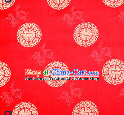 Traditional Chinese Red Brocade Drapery Classical Dragon Pattern Design Satin Cushion Silk Fabric Material