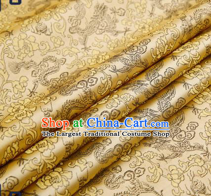 Traditional Chinese Satin Brocade Drapery Classical Black Dragons Pattern Design Qipao Silk Fabric Material