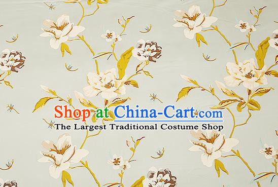 Traditional Chinese Blue Satin Brocade Drapery Classical Embroidery Peony Pattern Design Cushion Silk Fabric Material