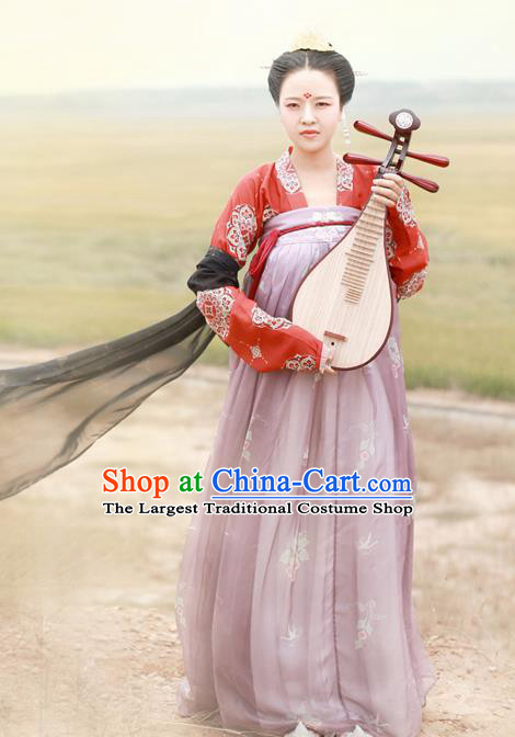 Chinese Ancient Las Meninas Hanfu Dress Tang Dynasty Princess Embroidered Costumes for Women