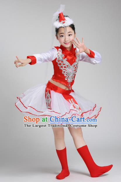 Chinese Mongolian Ethnic Costumes Traditional Mongol Nationality Folk Dance Dress for Kids