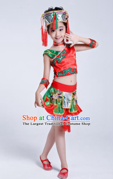 Chinese Ethnic Costumes Traditional Miao Minority Nationality Folk Dance Clothing for Kids