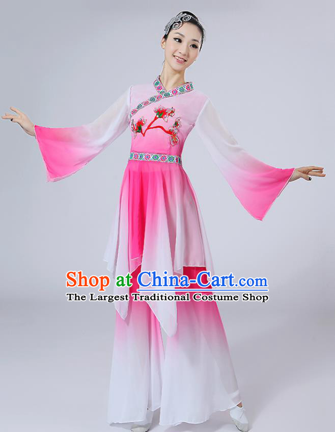 Chinese Traditional Classical Dance Costumes Folk Dance Yanko Fan Dance Pink Clothing for Women