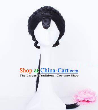 Traditional Chinese Drama Young Mistress Wigs Sheath Ancient Peri Handmade Chignon Hair Accessories for Women