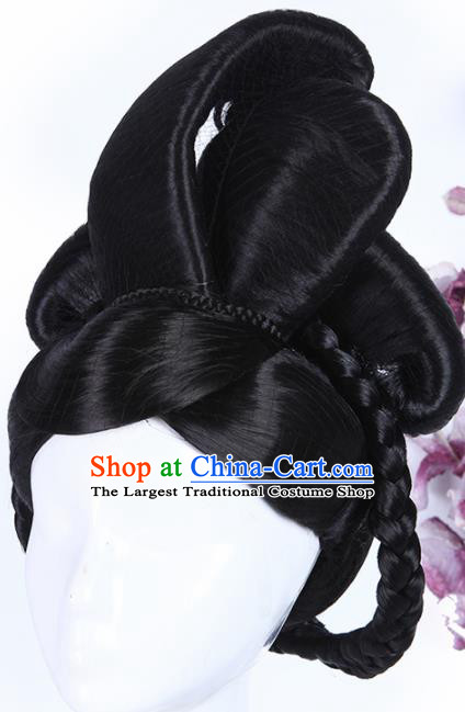 Traditional Chinese Drama Court Maid Wigs Sheath Ancient Palace Lady Handmade Chignon Hair Accessories for Women