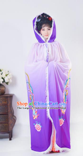 Chinese Traditional Peking Opera Actress Costumes Ancient Imperial Concubine Purple Cloak for Adults