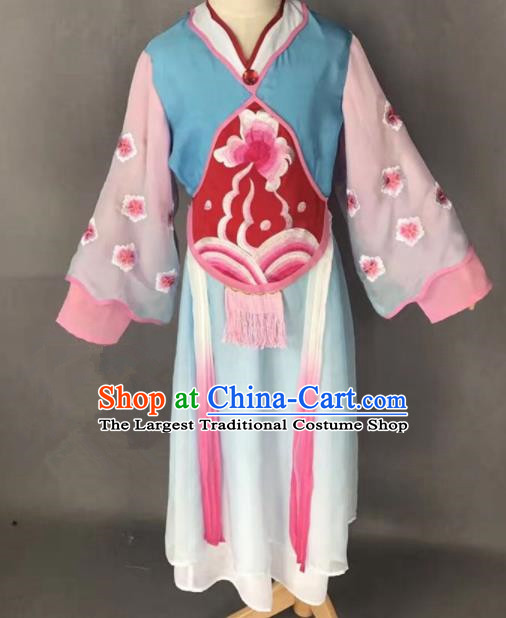 Chinese Traditional Peking Opera Maidservants Blue Costumes Ancient Mui Tsai Dress for Adults