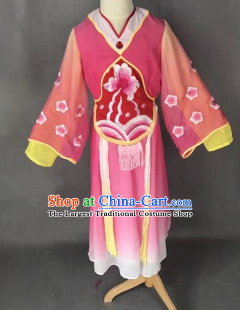 Chinese Traditional Peking Opera Maidservants Rosy Costumes Ancient Mui Tsai Dress for Adults