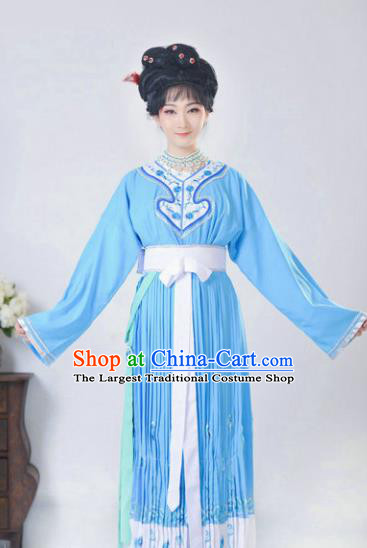 Chinese Traditional Peking Opera Actress Costumes Ancient Young Lady Blue Dress for Adults