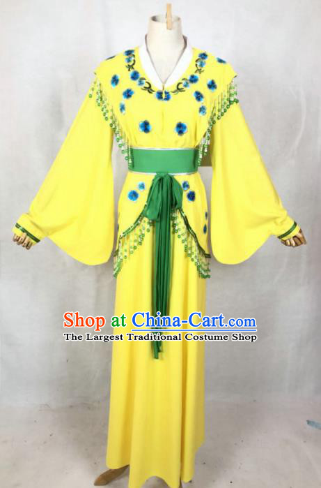 Chinese Traditional Peking Opera Costumes Ancient Young Lady Yellow Dress for Adults